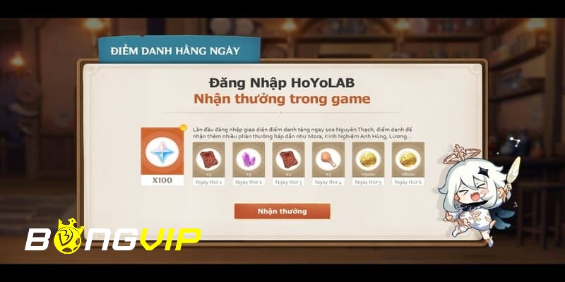 Tích lũy điểm danh hằng ngày nhận thưởng lớn tại bongvip điểm danh hằng ngày